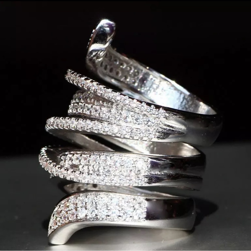 đŻ NEW 925 STERLING SILVER DIAMOND RING - Picture 4 of 5